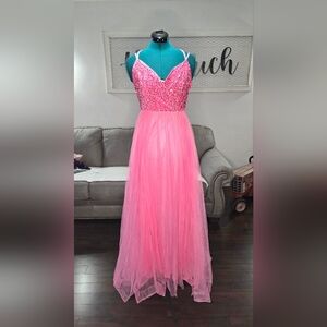 Elegant Pink NWOT Maxi Dress Prom Evening Party High Waist size Small